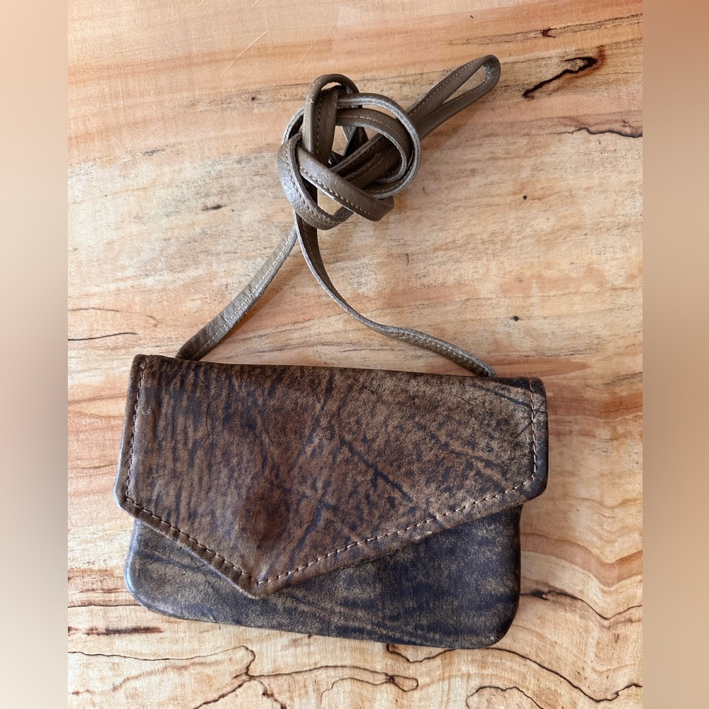 MacClay Leather Distressed Brown Crossbody Bag Handmade Sm 4x6 Marbled Rustic